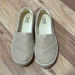 TOMS Natural Beige Canvas Slip-On Shoes